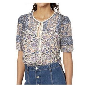 Lucky Brand Floral Short-sleeved Top Sz S